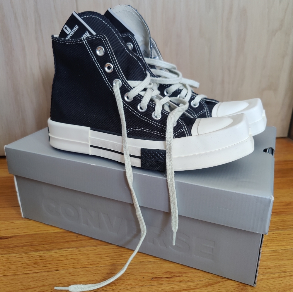 Converse Rick Owens turbodrk black/white chuck size 7 wms, 5 mens NEW in BOX